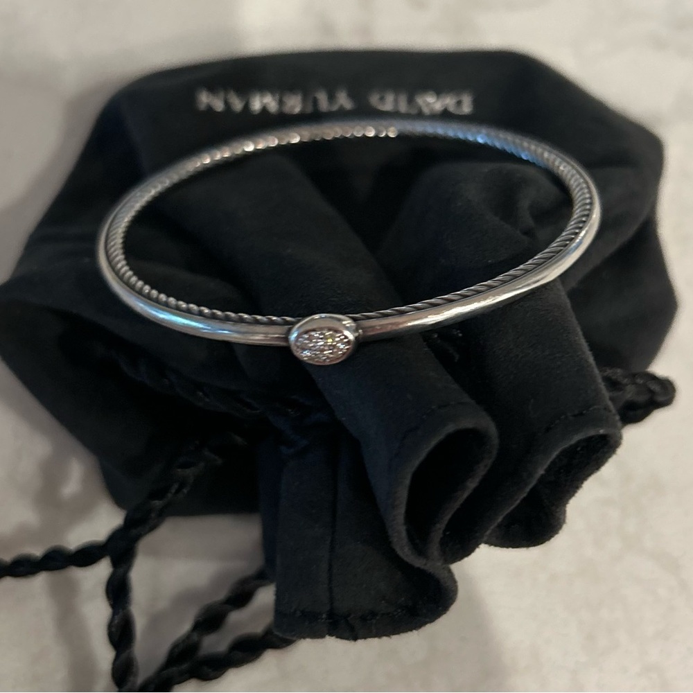 David Yurman Silver Bracelet with Diamond Detail - Picture 5 of 10